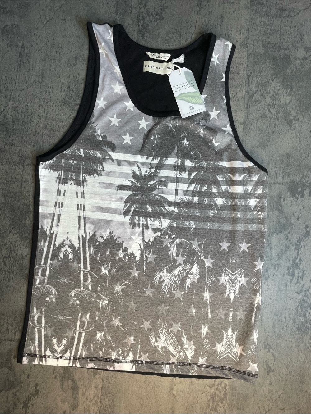 Distortion Palm-Print Black & Gray Men’s Tank Top